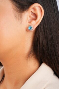 Cosmic Droplets (Ice Blue Stone) – 925 Sterling Silver Earrings